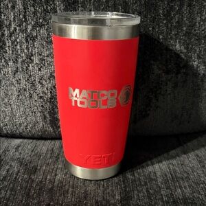 YETI Red Tumbler with Clear Lid